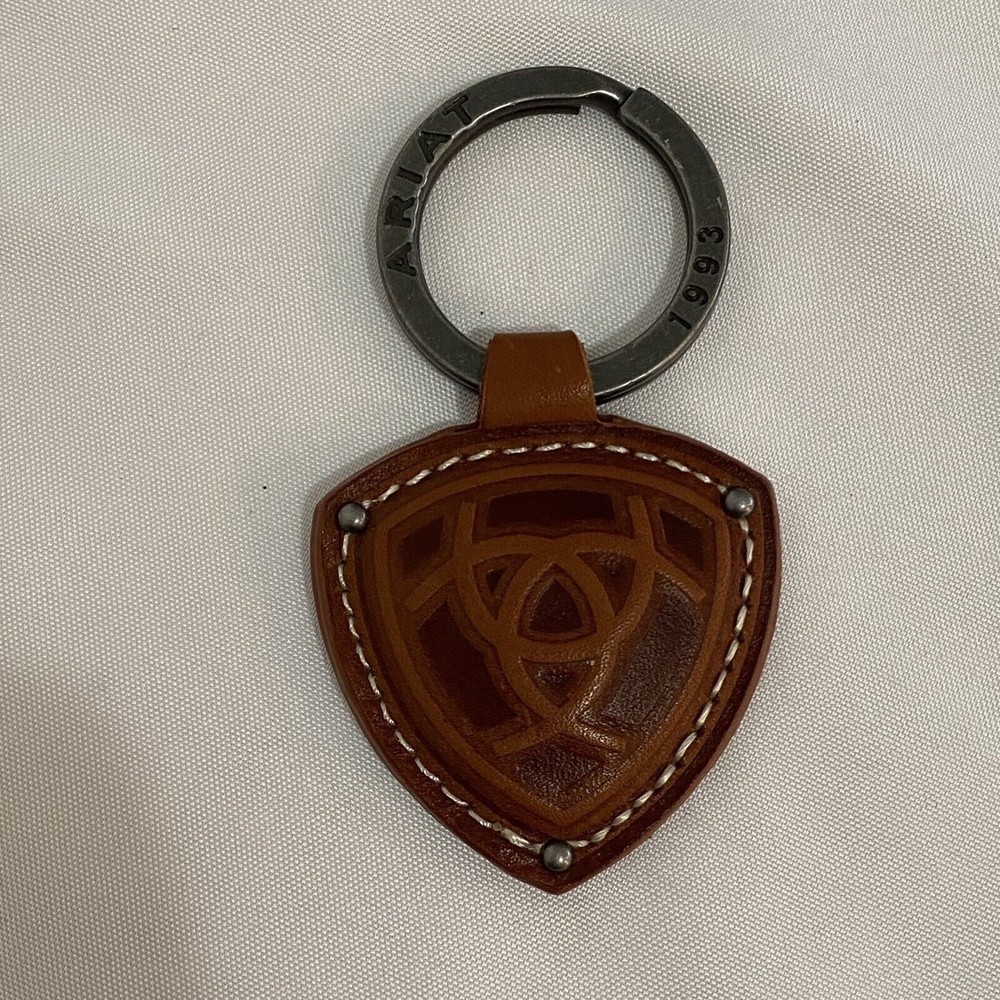Ariat Keychain Leather Embossed Keyring Key Tag 1993